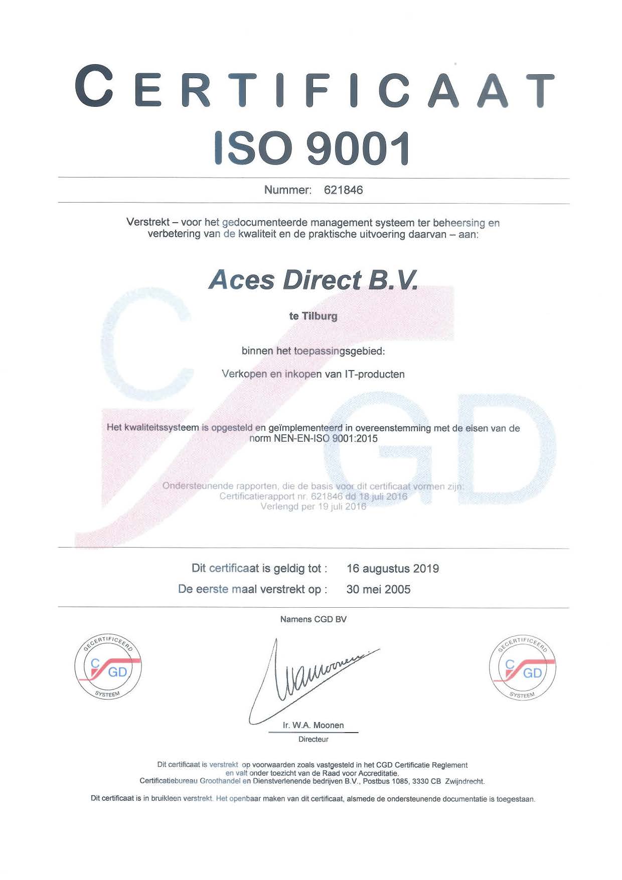 certificaat iso 9001